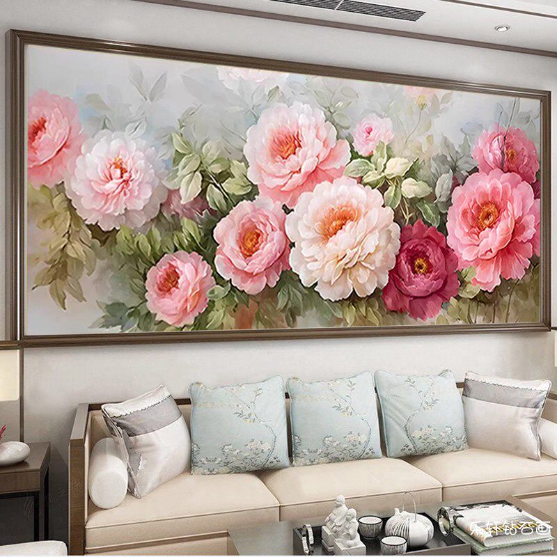 5d满钻新款钻石画方钻花开富贵牡丹粘贴钻十字绣客厅大尺寸点钻画