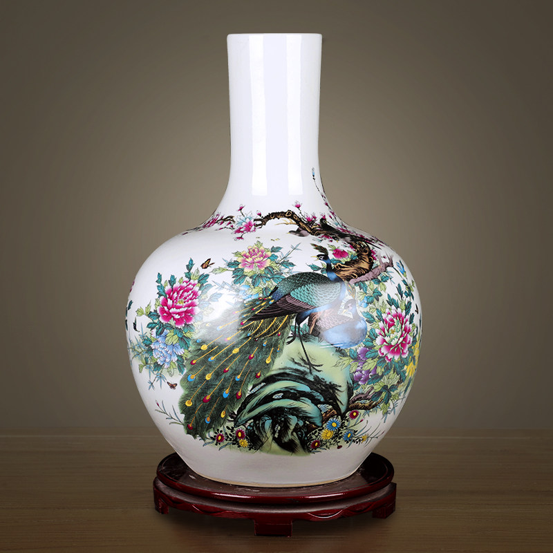 景德镇陶瓷器花瓶万花仿古粉彩瓷瓶家居客厅书房装饰品博古架摆件