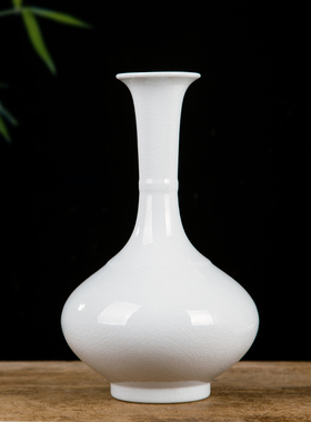 景德镇陶瓷器白色花瓶简约现代龙泉青瓷家居工艺品酒柜装饰品摆件