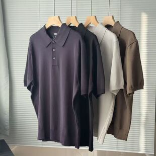 男女同款可机洗针织polo衫短袖 老钱风慵懒上衣481725