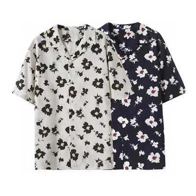 莫代尔棉混纺印花开领短袖衬衫海岛度假风474521/I474522/477644