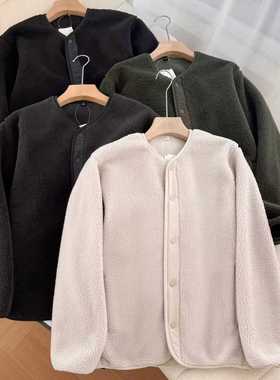 男女装防风仿羊羔绒摇粒绒开衫长袖外套男士秋冬新款481183