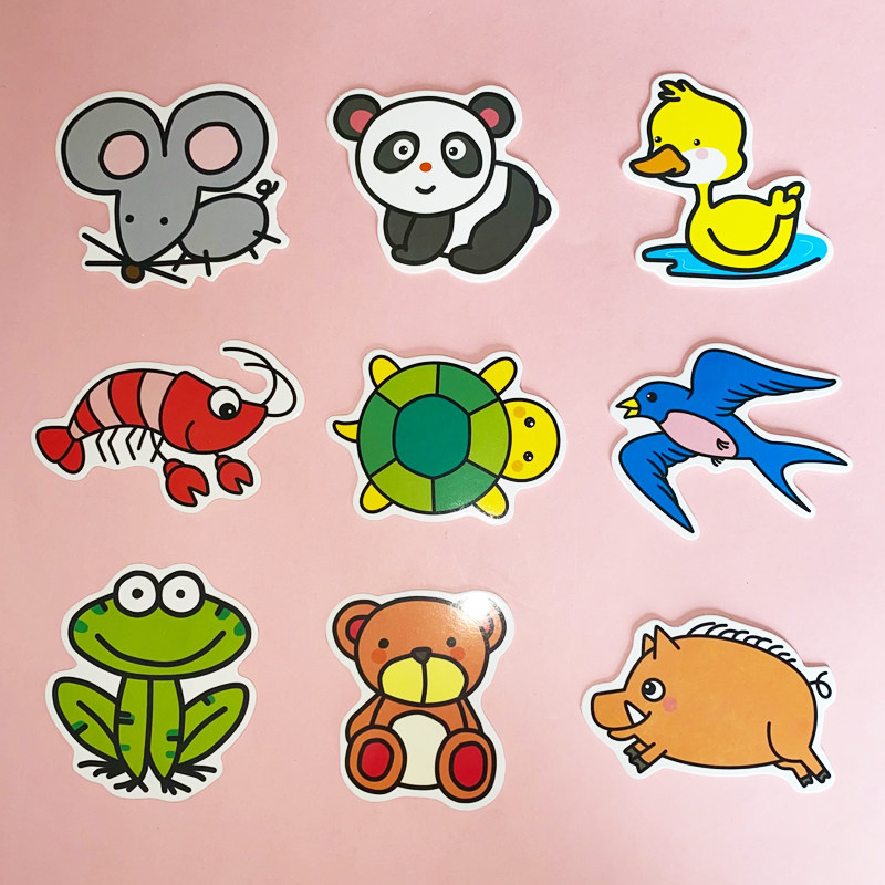 幼儿园看图识汽车交通工具动物乐园水果蔬菜数字图案形状早教卡片