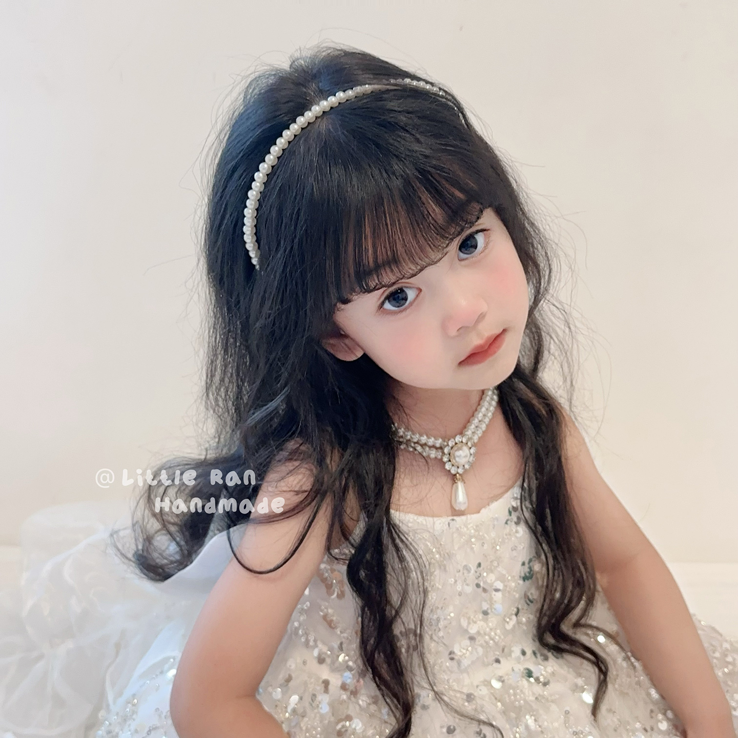 Little Ran儿童公主发饰韩版简约珍珠发箍女童甜美可爱宝宝头饰