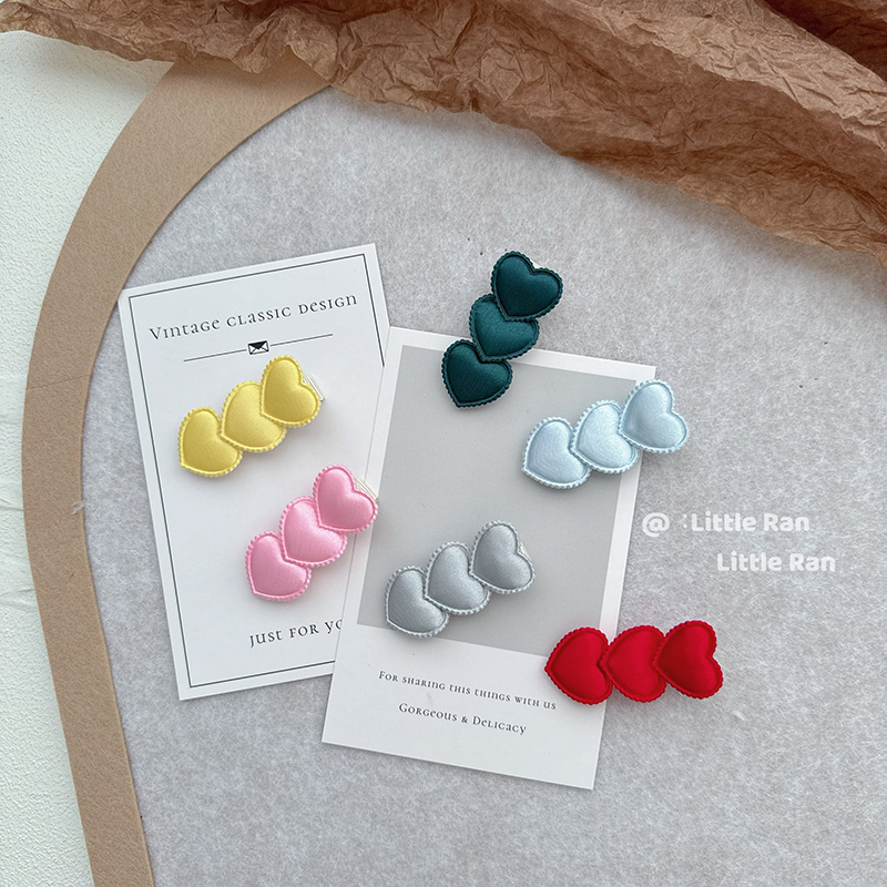 缎面布艺压花爱心发夹