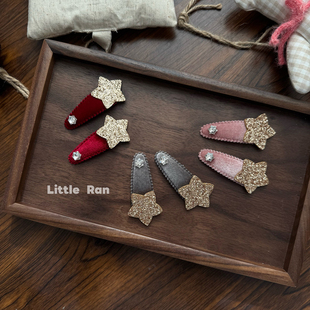 Littl;e 新年闪钻星星发夹女童可爱水钻发饰儿童头饰无痕夹子 Ran