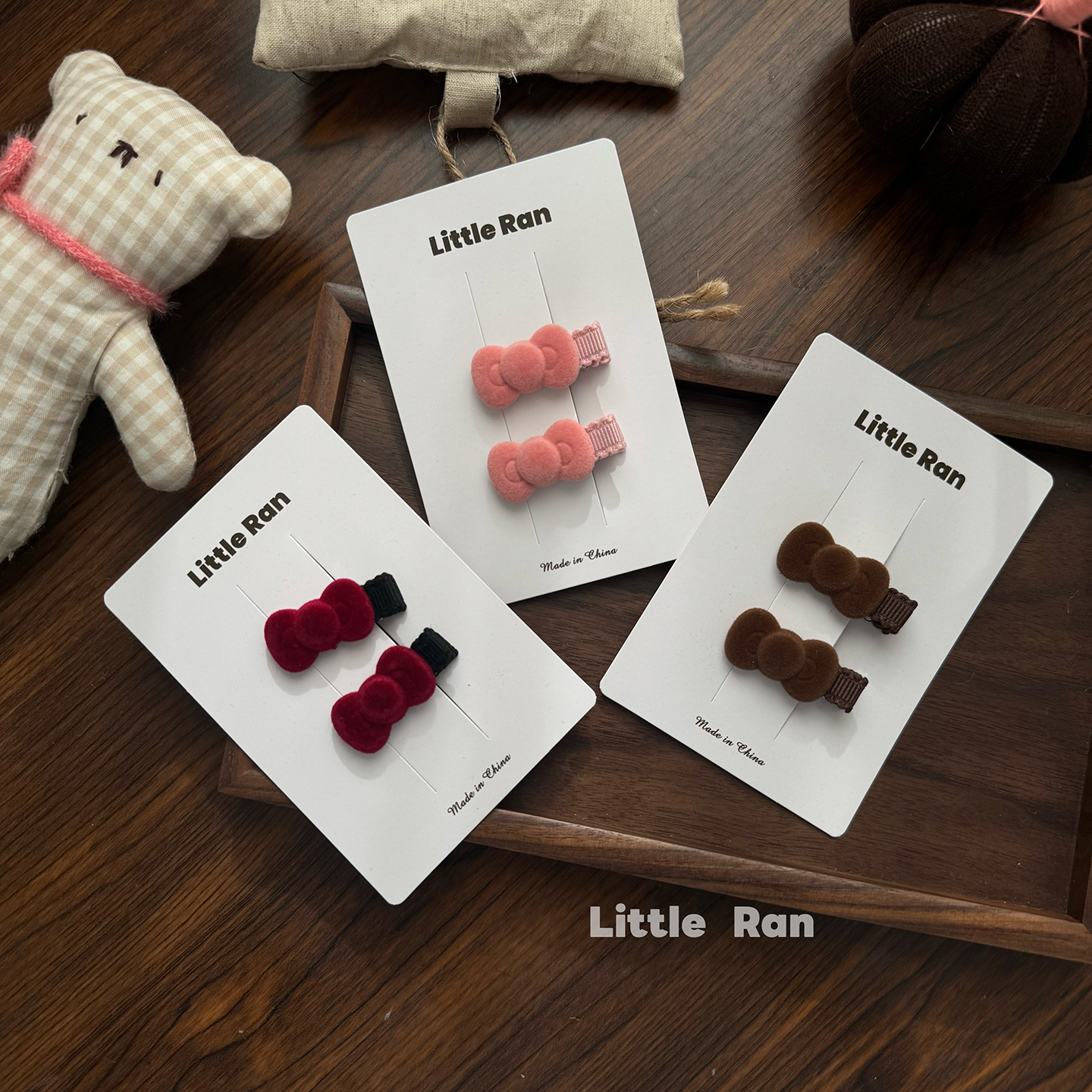 Little Ran甜美蝴蝶结全包发夹儿童女孩刘海夹百搭发饰头饰