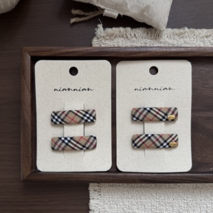 Little Ran韩版复古格纹BB夹小众刘海夹碎发夹布艺发卡边夹