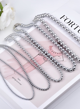 花千树珠宝 施家真多麻银灰色珍珠项链女轻奢气质高级感锁骨链