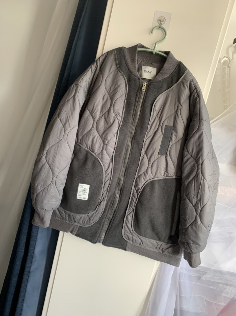 柔软超轻摇粒绒加棉拼接棒球领棉服休闲宽松百搭高品质