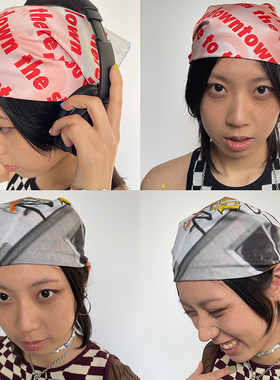 官方正品KAGA 多用途百搭造型艺术印花街头涂鸦头巾方巾unisex