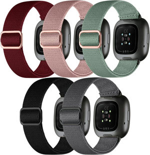 适用fitbit versa3/2弹力尼龙手表带fitbit sense编织弹性手腕带