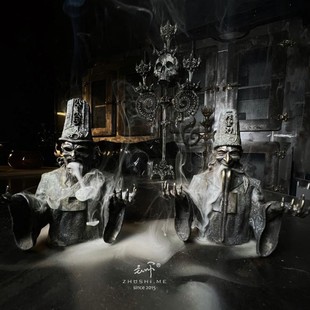 主师原创暗黑系黑白无常谢必安白无常倒流香烛台铜雕塑限量摆