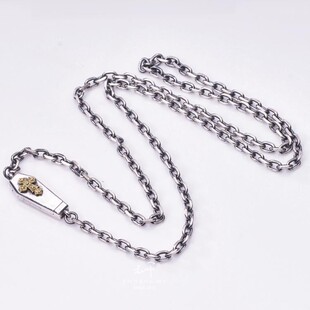 主师S925纯银太角链骷髅锁骨链时尚男女定制原创磁力挂钩设计项链