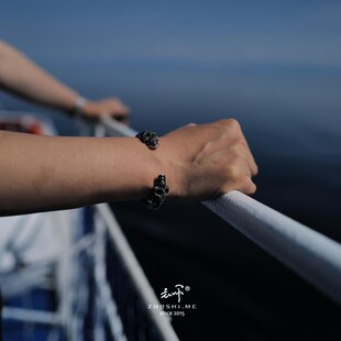 主师原创设计新款双骷髅暗黑系喜怒开口手工打造暗黑重器手镯