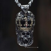 主师新款 银饰925银原创设计手工制作骷髅皇冠项链狗牌吊坠吊牌