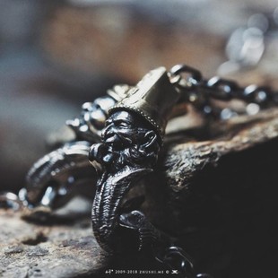 主师2018新款原创S925纯银手工制作黑白无常挂钩金刚链项链