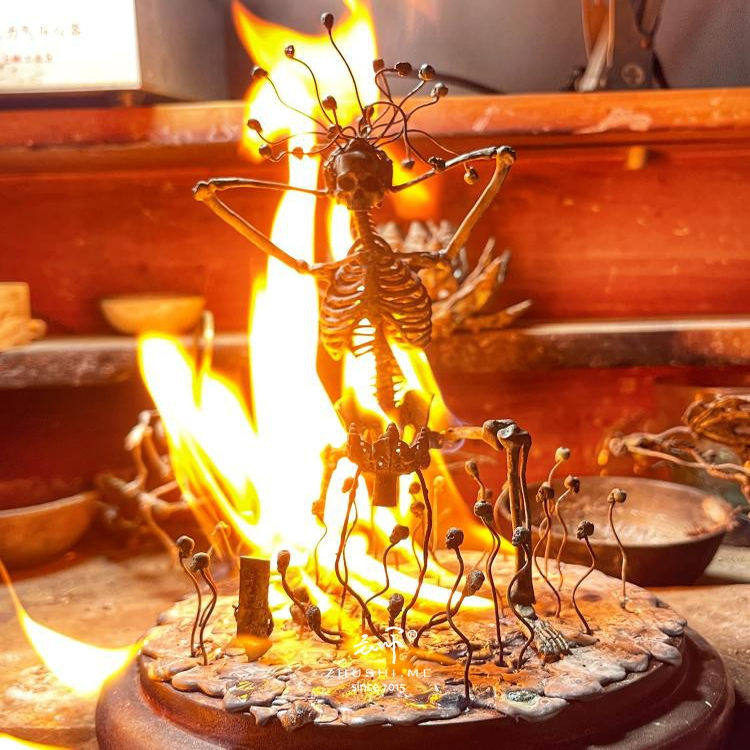 主师原创手工暗黑系【腐生之灵】金属黄铜骷髅雕塑艺术摆件