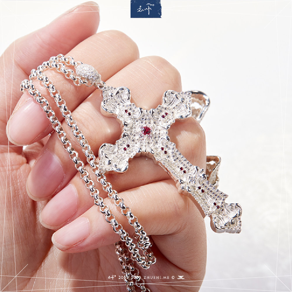 哥特风十字架吊坠主师925银情侣