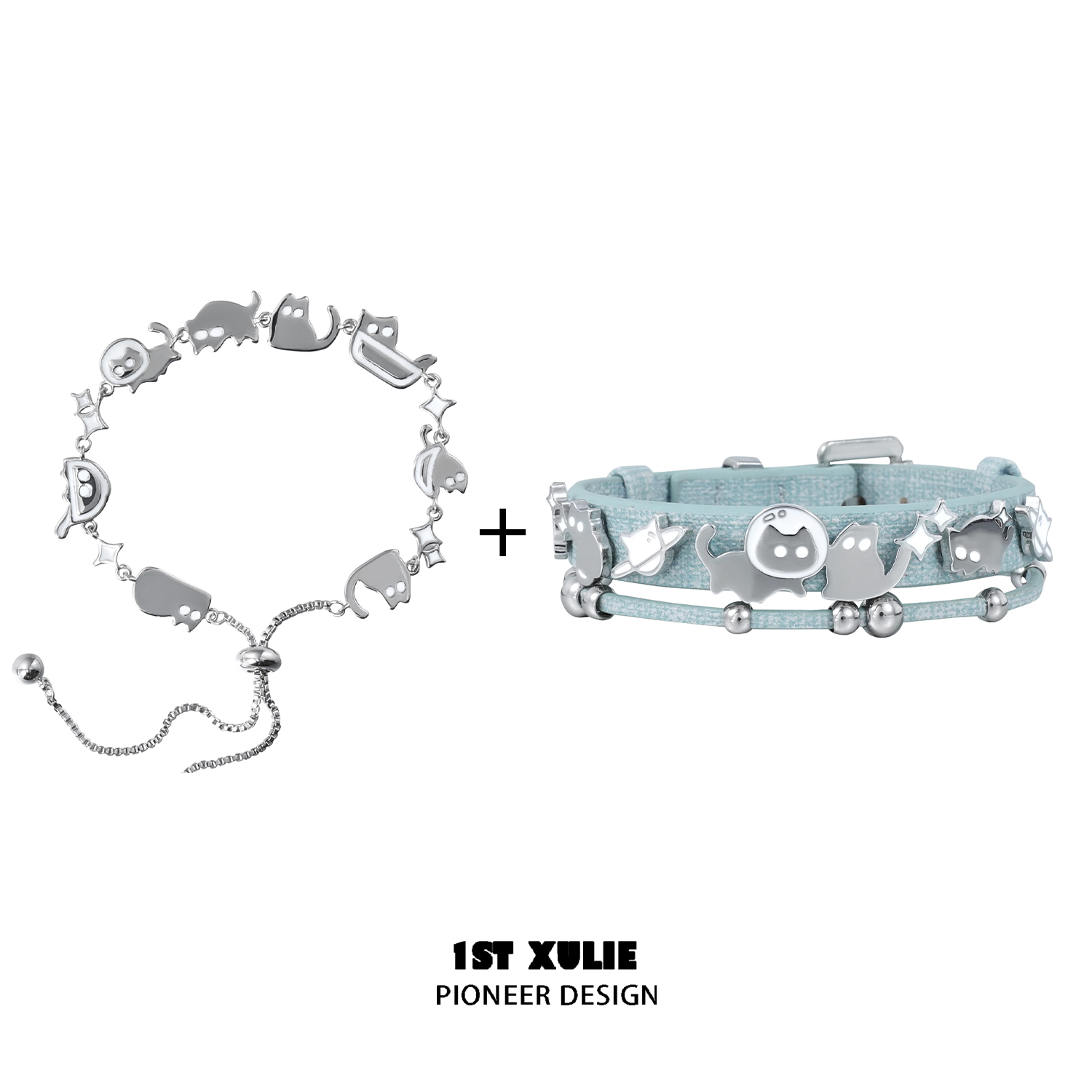 thumbnail for 1STXULIE NIGHT OWL BRACELET NEW ORIGINAL NICHE DESIGN SWEET COOL COUPLE CAT LEATHER BRACELET