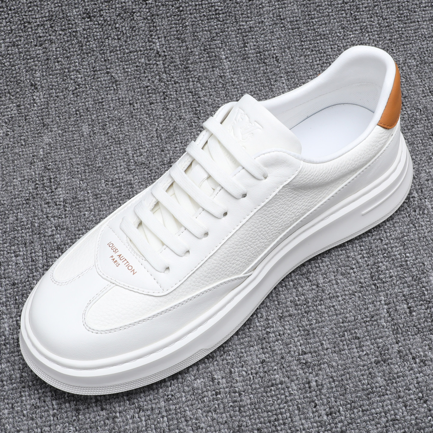 广州高品质牛皮小白鞋男款韩版百搭厚底休闲板鞋潮流真皮透气男鞋,流行男鞋,休闲板鞋,淘宝优惠券,粉丝福利购,淘宝优惠卷