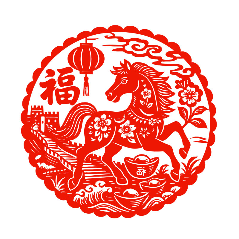 马年窗花福字剪纸马上有福静电贴纸玻璃贴窗贴装饰2026马年水贴