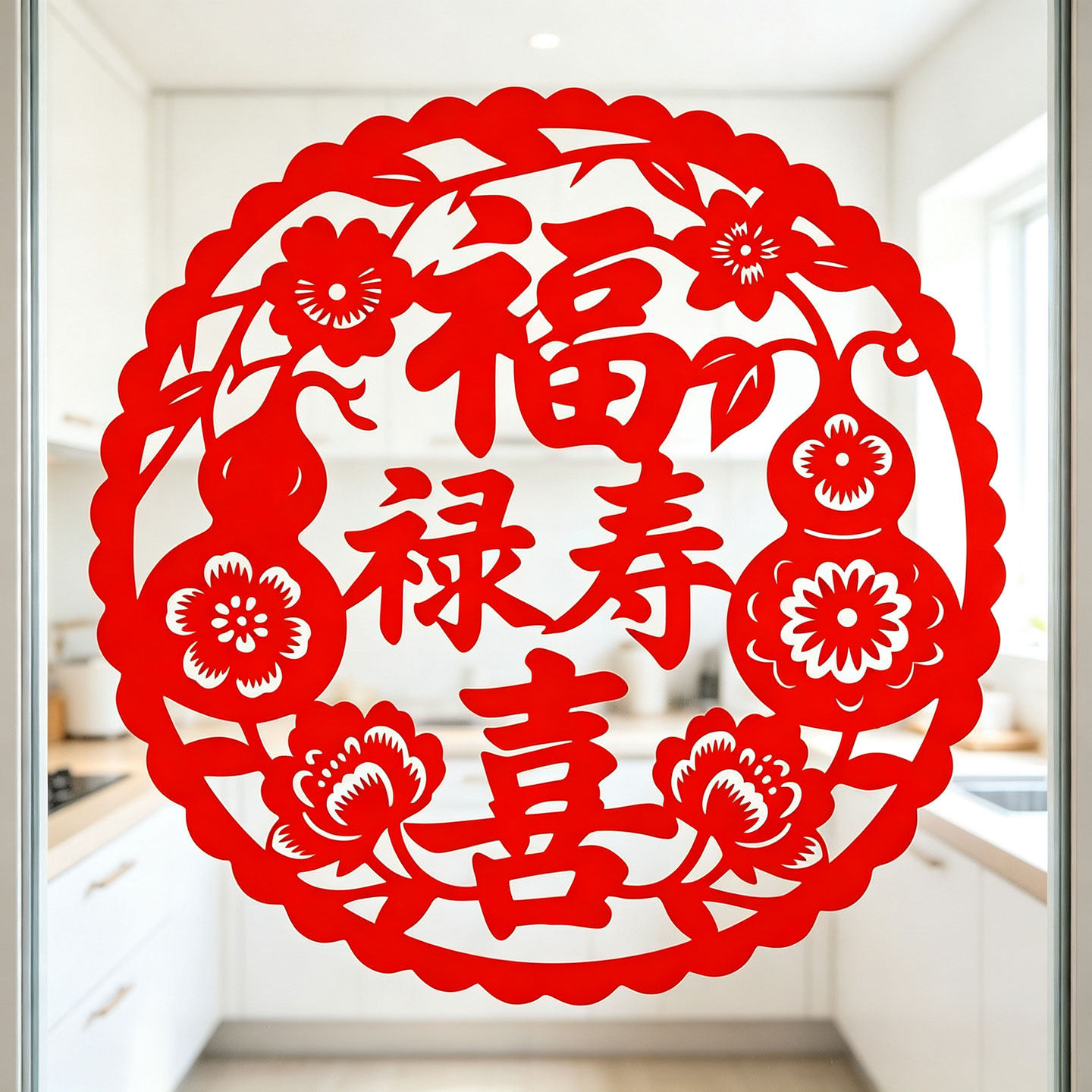 福禄寿喜窗花乔迁新家客厅玻璃门福字寿字静电贴纸卧室窗贴水贴