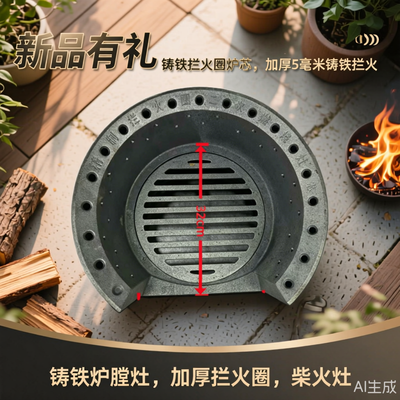 柴火灶铸铁炉膛地锅灶加厚拦火圈轮毂灶耐高温炉膛气化二次燃烧