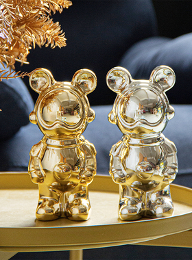 创意欧式金色陶瓷米奇摆件摆饰桌面装饰品工艺品现代装饰