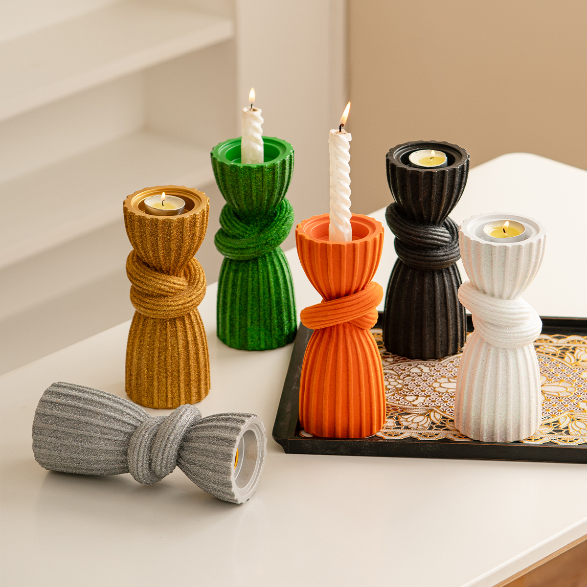 跨境亮片植绒窗帘烛台创意树脂烛台中东阿拉伯香薰蜡烛家居装饰品