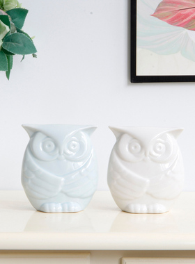 创意猫头鹰摆件欧式陶瓷简约现代家居摆件饰品工艺品乔迁礼品
