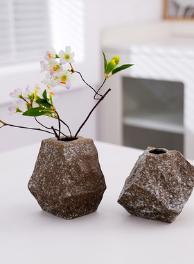 现代简约窑变陶瓷花瓶天然风格岩石图案纹路摆件WI REACTIVE GLAZ