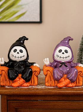 万圣节诡异摆件创意树脂摆件沙发惬意幽灵工艺品恐怖氛围节庆装饰