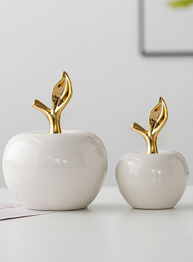 圣诞节礼物苹果陶瓷摆件现代简约欧式北欧风家居创意客厅工艺品
