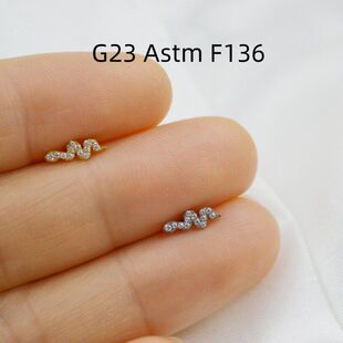 耳蜗钉穿刺中唇钉唇环人钉新款锆石G23饰品钛合金小蛇耳骨钉