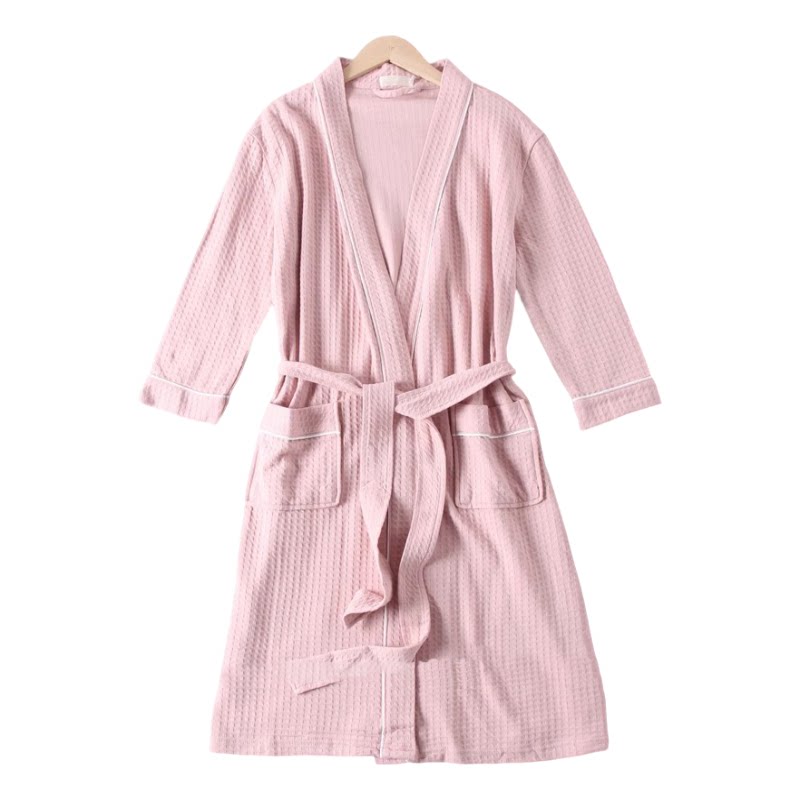 100%纯棉睡袍女士浴衣浴巾式高档全棉吸水浴袍长款家居服四季可穿