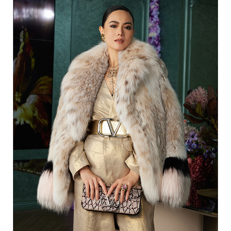 紫貂整貂皮草女美洲進(jìn)口lynx貂皮大衣2025冬短款翻領(lǐng)裘皮外套