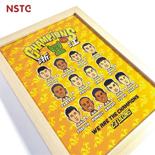 浙江广厦2025CBA总冠军纪念挂画摆件原创卡通球迷卡通A4大小装饰