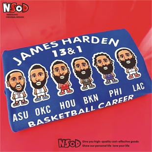 哈登篮球T恤短袖原创卡通快船Q版球迷半袖文化衫James Harden