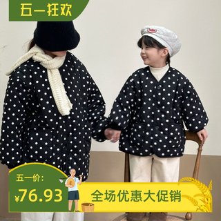 秋冬季儿童棉衣内胆男童女童波点棉服2023新款宝宝夹棉外套亲子装