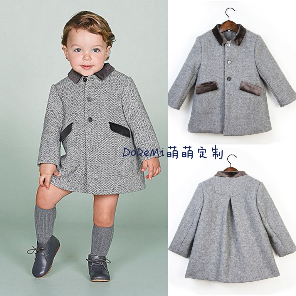 西班牙童装男童外套英伦大衣风衣