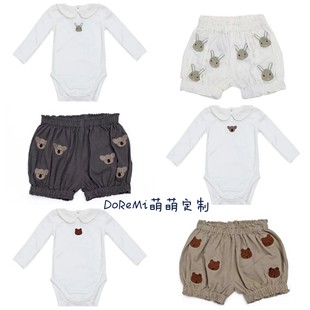 Yazi Gaga春秋ins婴儿衣服动物刺绣纯棉连体衣高端婴童服百日可爱