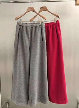 2025秋冬新款Dress Queen正品新款红色直筒阔腿拖地休闲裤欧货