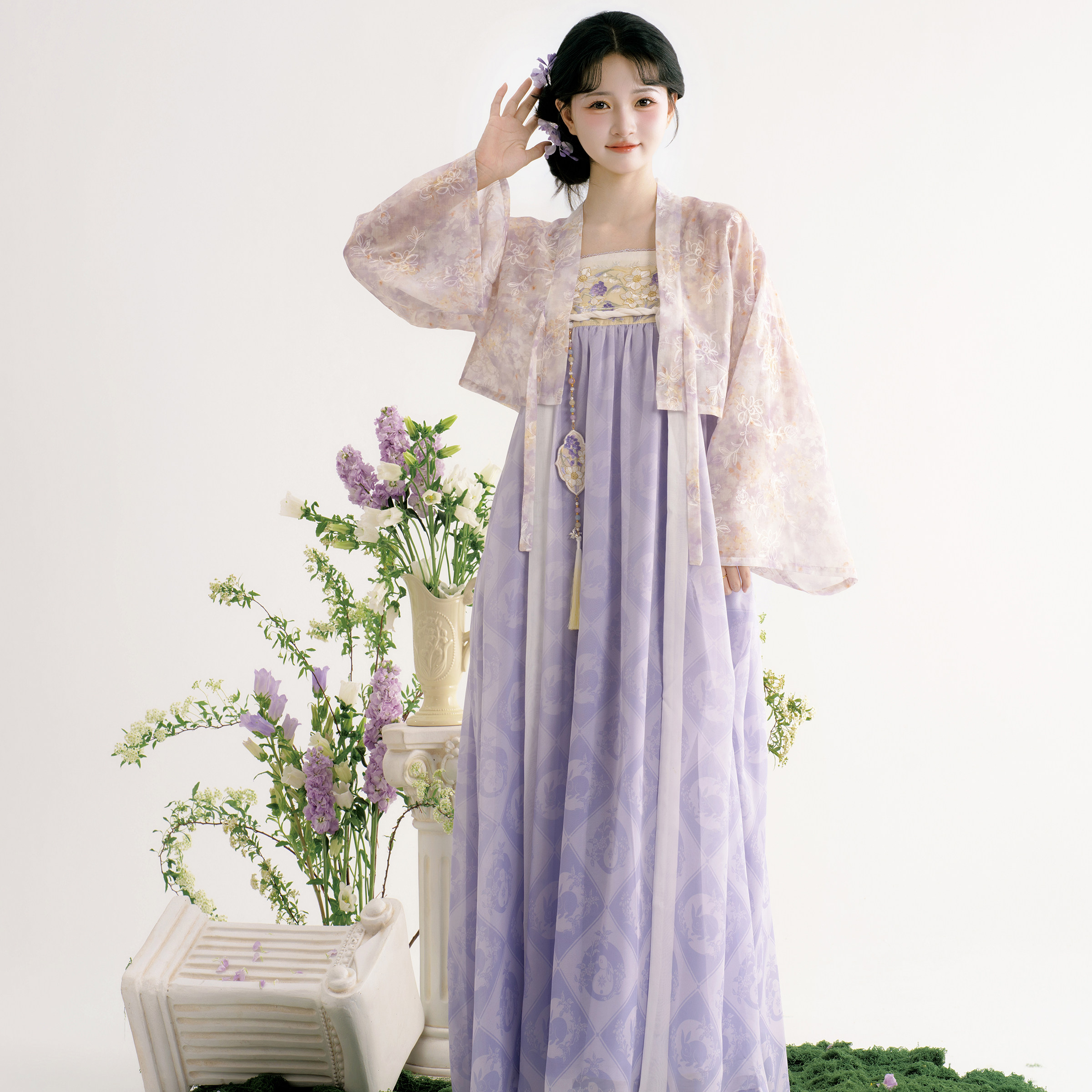 素羽华裳 雨梦熏衣 新款汉服女法门寺披风改良齐胸襦裙日常春夏装