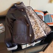 上衣 新款 欧洲站高级感复古印花潮牌炸街机车服长袖 外套女2026春季