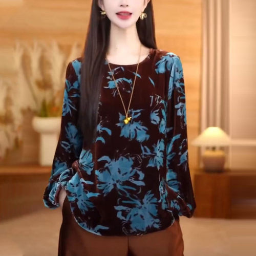 秋季丝绒法式轻奢长袖打底衫女