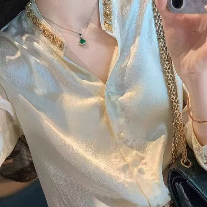 高级感缎面衬衫设计气质法式衬衣