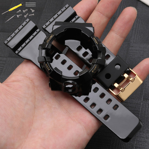 适配卡西欧GA-710GBX手表带GA-700SK/735冰韧透明外表壳5522配件