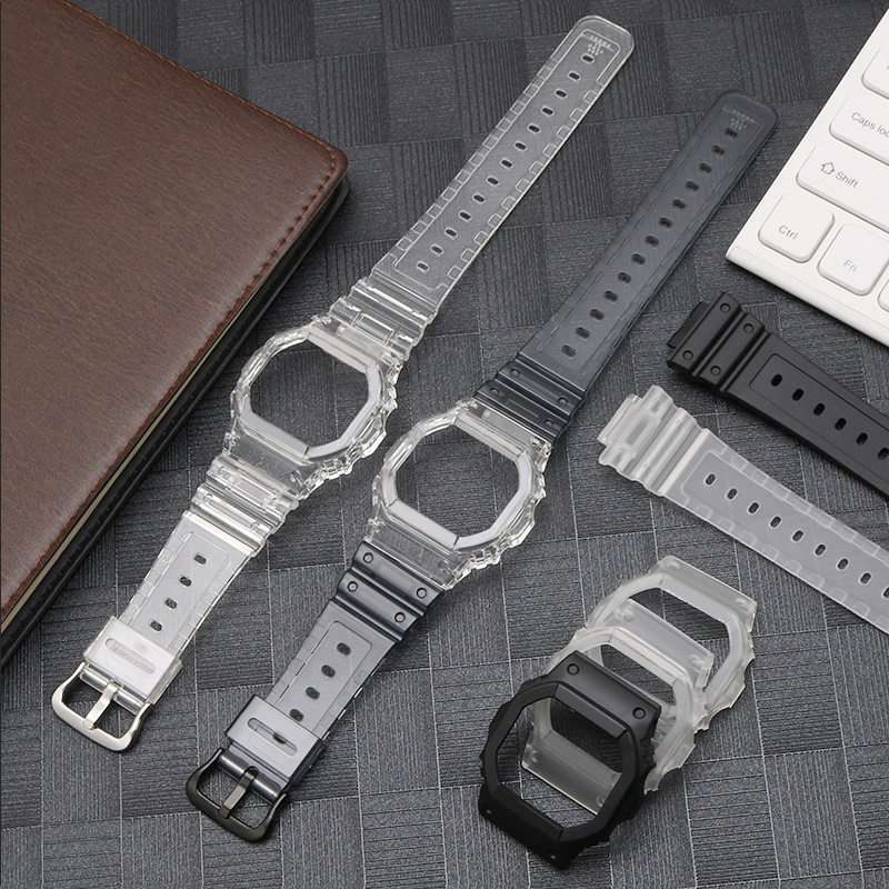 适配卡西欧冰韧方块DW-5600SKE/E/GWX5600C/GW-B5600替换表壳表带