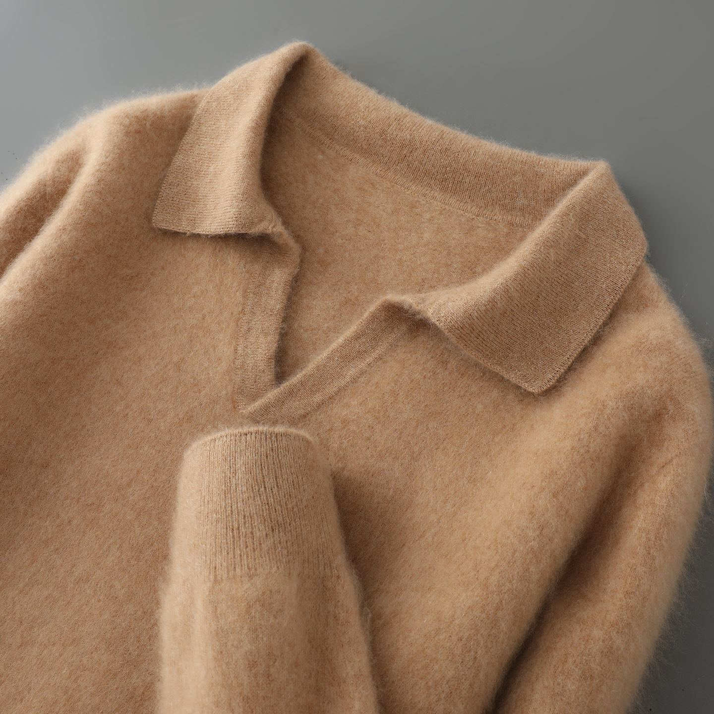 秋冬新款男翻领老钱风纯羊毛衫意式海鸥领针织百搭打底宽松休闲